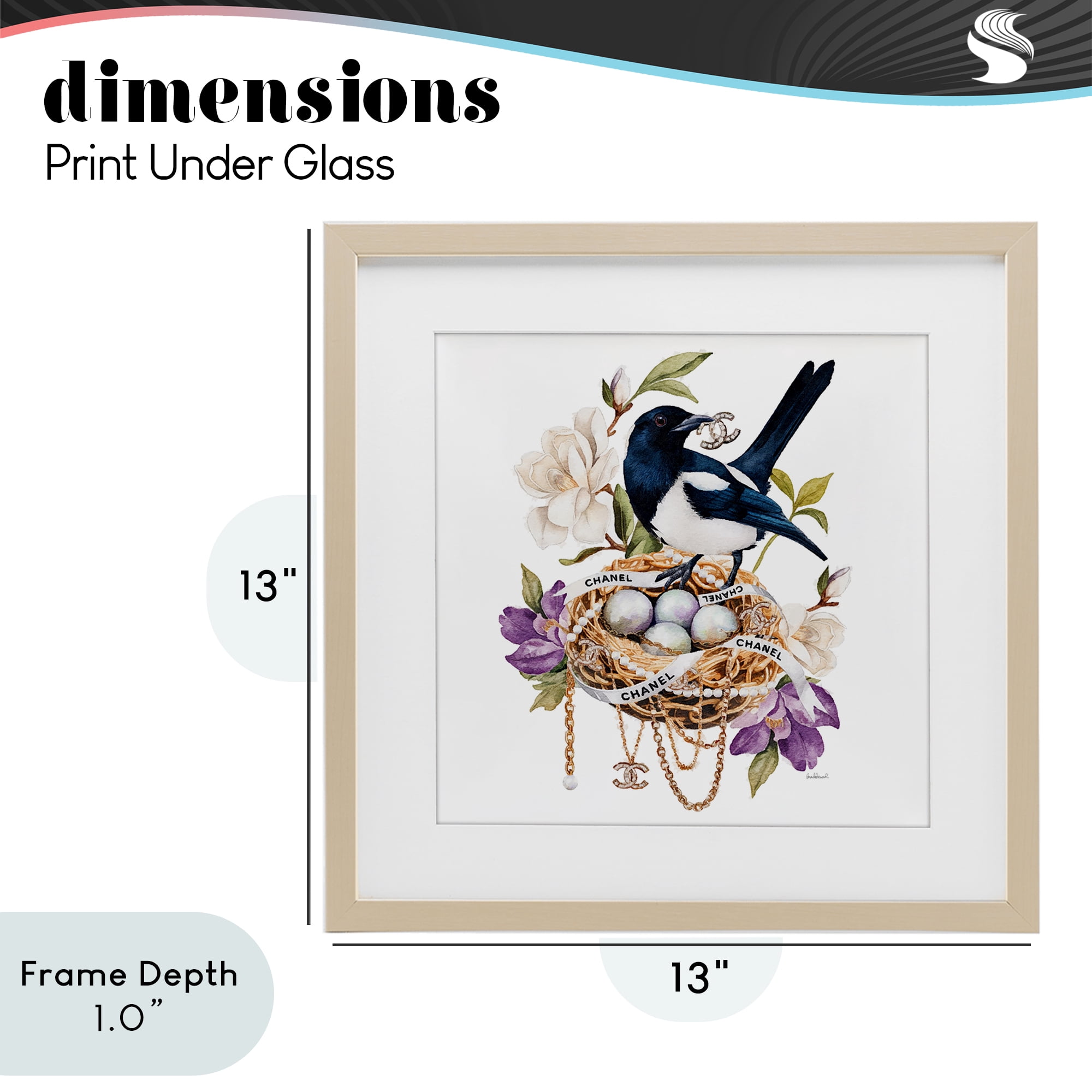 Stupell Industries Glam Birds Nest Magnolia Birch Framed Print Under Glass, design by Amanda Greenwood