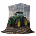 thumbnail image 6 of Farm Tractor Blanket Soft Cozy Warm Throw Blanket for Couch, Plush Fuzzy Flannel Fleece Blankets for Sofa, Green Truck Country Rustic Field Harvester Bed Blankets Lightweight Gifts for Women, 40"x50", 6 of 9