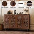 thumbnail image 4 of HLR 47.8" Accent Cabinet with 4 Doors, Vintage Hollow Carving Buffet Cabinet, Sideboards and Buffets with Storage, Credenza for Living Room, Kitchen, Dining Room, Entryway, Hallway, Brown, 4 of 7