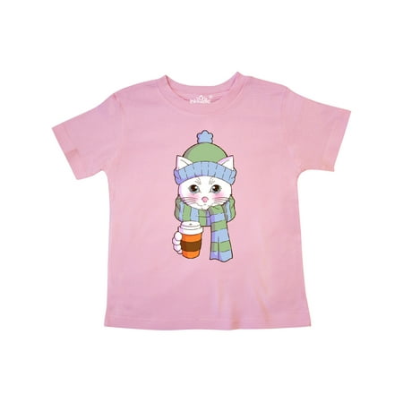 

Inktastic Cute White Cat in Scarf and Hat Gift Toddler Boy or Toddler Girl T-Shirt
