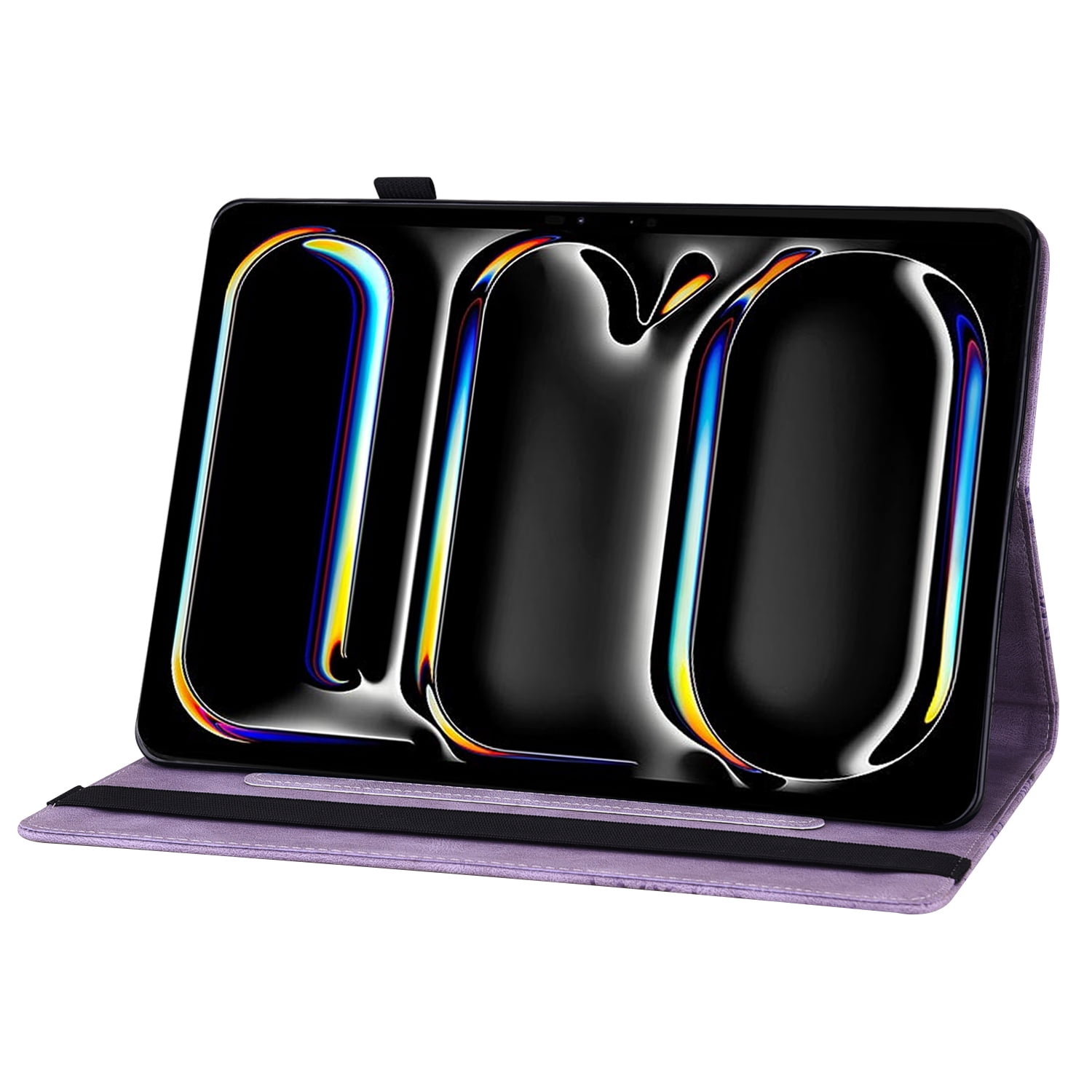 Allytechgroup iPad Pro 13 Case Cover, Stylish Big Butterfly Design PU Leather Smart Cover Auto Sleep Wake Pencil Holder Flip Stand Shockproof Bumper Case for Apple iPad Pro 13" 2024 M4, Purple