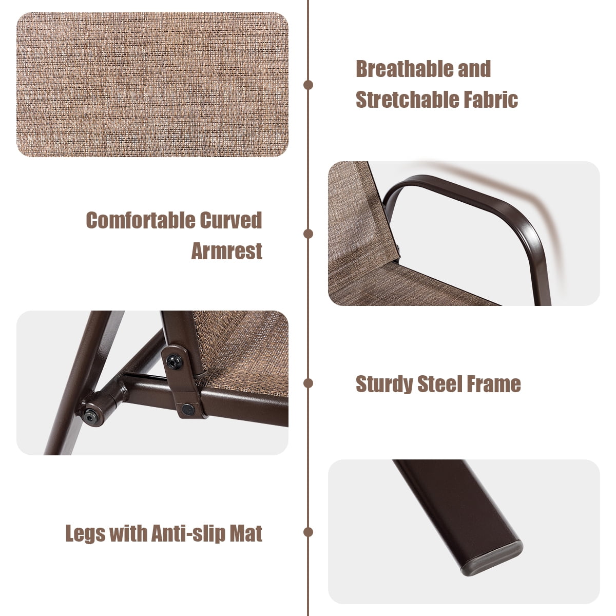 Costway 4PCS Patio Chair Dining Chair Garden Deck Yard W/Armrest Brown
