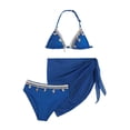 thumbnail image 5 of Staki Bathing Suits for Teen Girls Girls Swimsuit 3 Piece Bathing Suits Summer Bikini Tankini Sets with Cover Up Skirt for Girls 7Y 8Y 9Y(Dark Blue,10-11 Years), 5 of 7