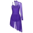 thumbnail image 5 of TiaoBug Women's Lyrical Ballet Contemporary Dance Ice Skating Asymmetrical Dress Purple M, 5 of 7