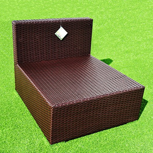 Strong Camel 7 PC Rattan Wicker Patio Set Outdoor Sectional Sofa Furniture With Cushion (Beige)