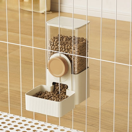 Qiopertar Automatic Pet Feeder Wall Mounted Food Dispenser for Cats Dogs Hamster Rabbit Small Pet Water Bowl Feeder for Cage Tank Glass Door Yellow