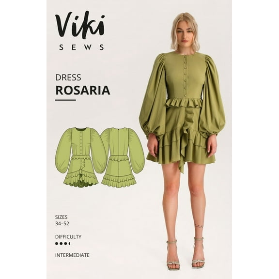 Vikisews Sewing Pattern Rosaria Dress Women UK 4-22 Dresses