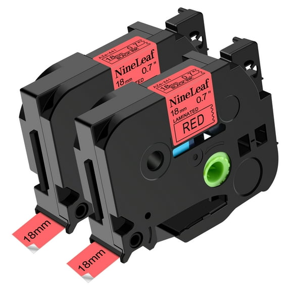 NineLeaf 2 Pack Compatible for Brother P-touch TZe-441 TZe441 TZ-441 TZ441 18mm Red Laminated Label Tape 0.7" x 26.2 ft (18mm x 8m)