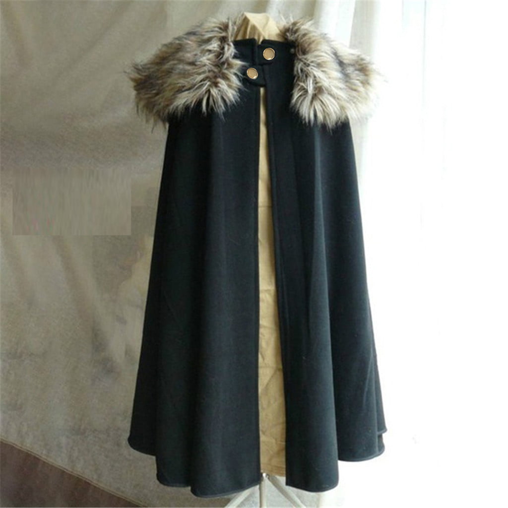 Men's Fashion Cloak Fur Collar Long Cloak Winter Show Costume Top ...