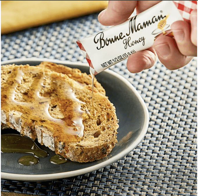Bonne Maman Honey Sticks deliver natural sweetness in convenient portion packs. Each 0.5 oz stick is perfect for tea, coffee, oatmeal, pancakes, travel, and restaurants.
