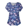 thumbnail image 3 of Mujeres Tops Casual Manga Corta V-Cuello Botón Decoración Plisado Blusa para Más Tamaño L-5xl, 3 of 3