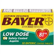 Aspirin Regimen Bayer 81mg Enteric Coated Tablets, 32 Count, 3 Pack