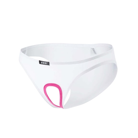 Odeerbi Mens Underwear See Through Thong Briefs 2025 Casual Fashion Solid Erogenous Elegant Cutout Open File Ice Silk White