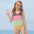 thumbnail image 5 of FOR U DESIGNS Tricolor Ice Cream Girls Swimsuits Toddler Kids V-Neck Sleeveless Summer Bathing Suit for Age 3-4 Casual Rash Guard Swimwear, 5 of 8