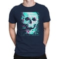 thumbnail image 2 of Glitch Skull Cyberpunk Art Navy Men's T-shirt, 2 of 3