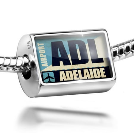Neonblond Charm Airportcode ADL Adelaide 925 Sterling Silver Bead