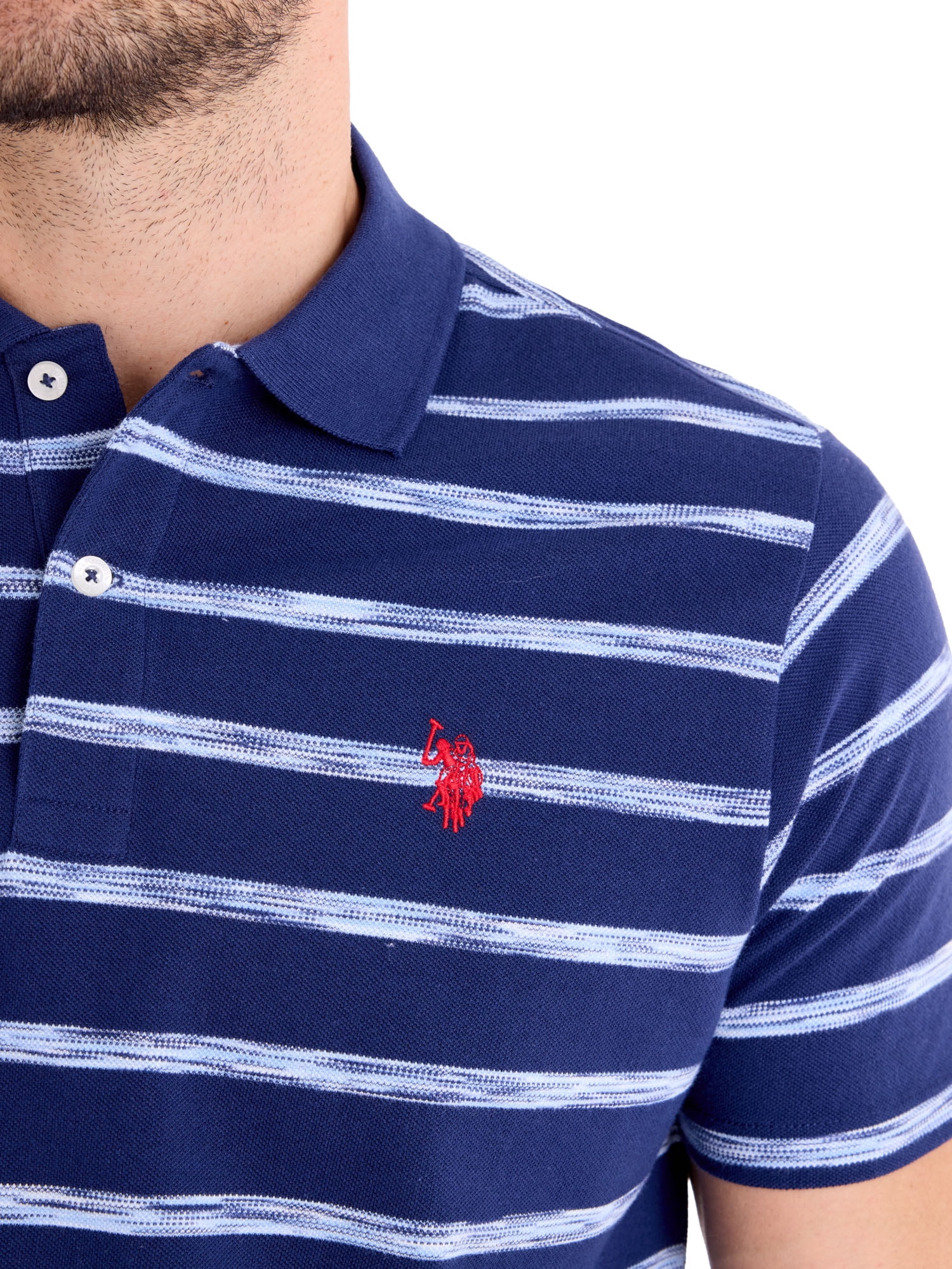 U.S. Polo Assn. Men's Stripe Pique Polo Shirt