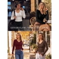 thumbnail image 5 of MOYIKO Slim Fitted Long Sleeve Shirts for Women Lace V Neck Tops Tight Fall Outfits Basic Tees, 5 of 7