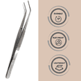 thumbnail image 3 of 6" Angled Tweezers Stainless Steel Precision Grip Tool for Craft, Electronics, Jewelry & Multipurpose Use - 12PCS, 3 of 7