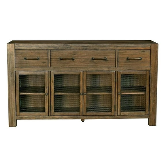 Bowery Hill Contemporary 4 Door Solid Wood Server in Salvage Mahogany