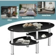 thumbnail image 5 of HYJY Oval Black 3 Tier Tempered Glass Coffee Table Small Modern Center Table for Home Office,Living Room,Small Spaces, 5 of 8