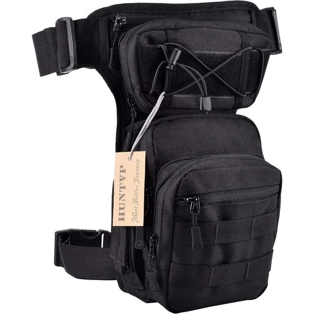 Bolsa para pierna, bolsa táctica militar para muslo, bolsa multifunción Molle para senderismo, acampada, escalada, viajes, motocicleta, ciclismo, caza, negro