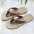 thumbnail image 4 of asdoklhq Women's Slippers,Summer Women Seaside Imitation Straw Flip Flops Flat Beach Flip Flops, 4 of 5