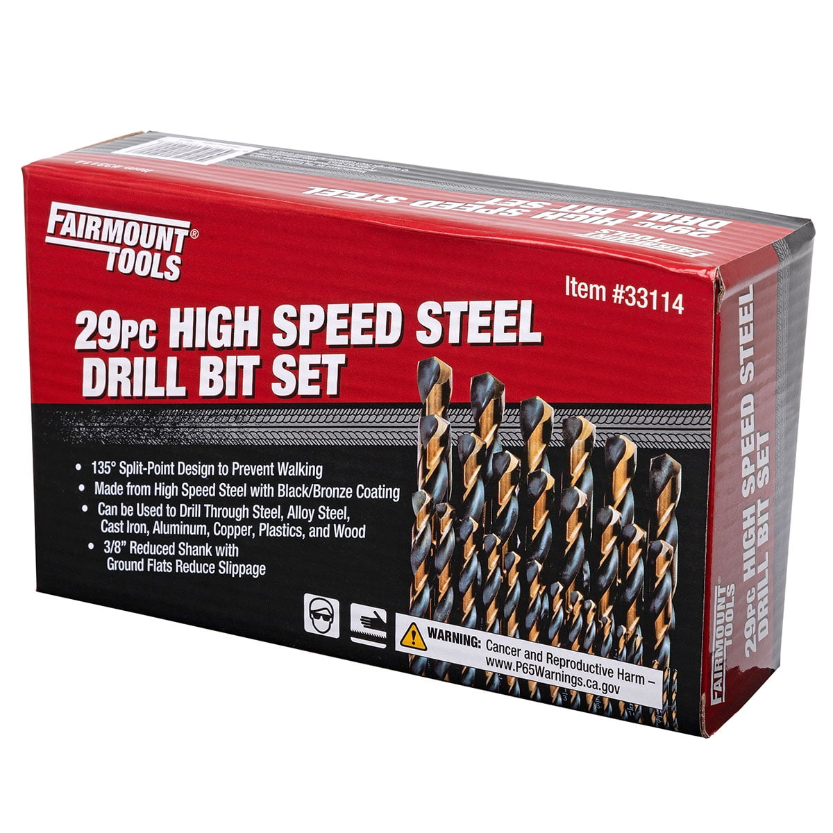Fairmount Tools 29 Piece High Speed Steel Drill Bit Set HRC62-63 Steel Bronze Black