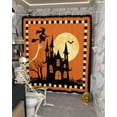thumbnail image 5 of Halloween Shower Curtain Set ，Waterproof Fabric Shower Curtains Witch Bat Orange Black Border Castle Moon Shower Curtains for Bathroom,Bathroom Decor 72"x72", 5 of 6
