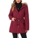 thumbnail image 2 of Chaqueta de parka de invierno para mujer Allegra K, abrigo acolchado largo, cálido, a prueba de viento, con capucha de piel sintética, 2XL, rojo oscuro, 2 of 6