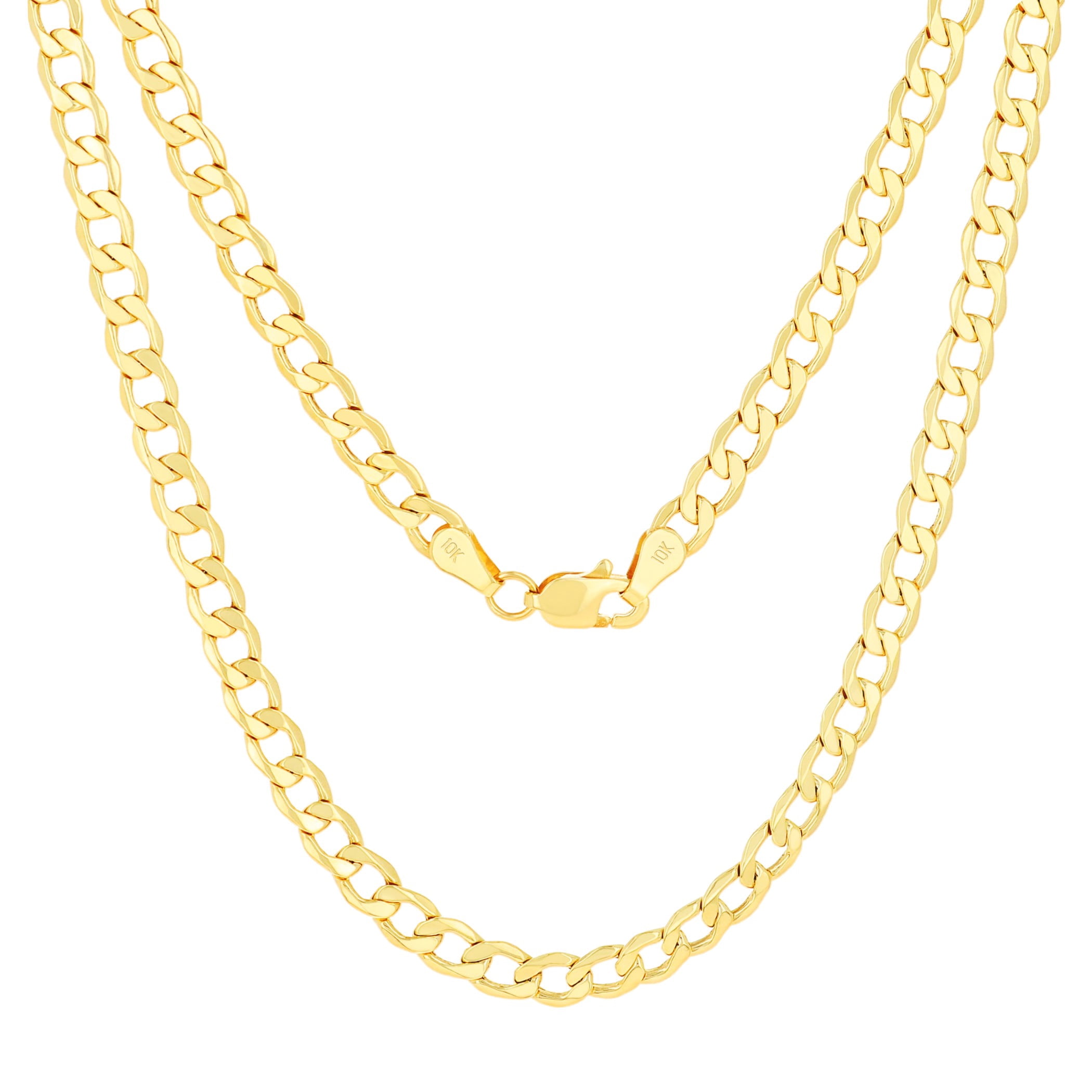 Nuragold 10k Real Yellow Gold Cuban Curb Link 4.5mm Chain Necklace (16"-30") Italian Jewelry for Men & Women