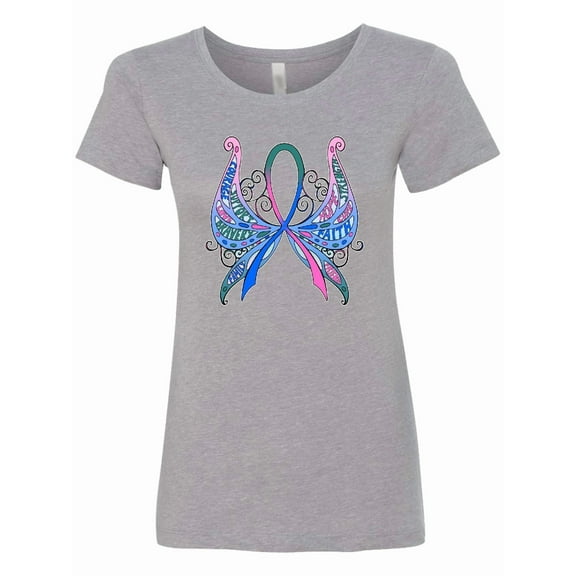 Inktastic Thyroid Cancer Awareness with Butterfly Ribbon Words Women's T-Shirt