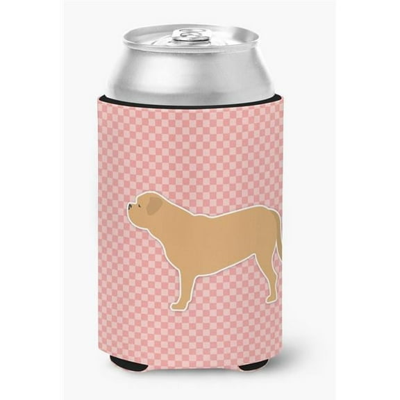 Dogue de Bordeaux Checkerboard Pink Can or Bottle Hugger