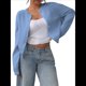 thumbnail image 2 of Suéter Tipo Cárdigan Corto de Larga con Botones y Cuello Redondo para Mujer, Ropa de Punto . Azul M, 2 of 9