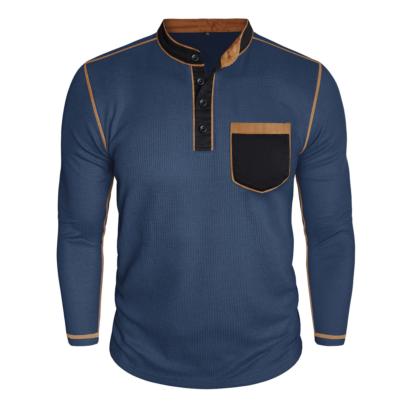 DIOAZUD Mens Henley Shirts Waffle Long Sleeve Pullover Tops Big