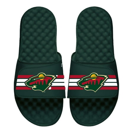 

Men s ISlide Dark Green Minnesota Wild Primary Stripes Slide Sandals