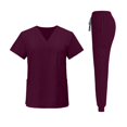 thumbnail image 5 of Medical Scrub Set for Men, Modern V Neck Scrub Top & Jogger Pant with 8 Pockets Professionals Soft Stretch Medical Nursing Uniforms Set (Wine), 5 of 6