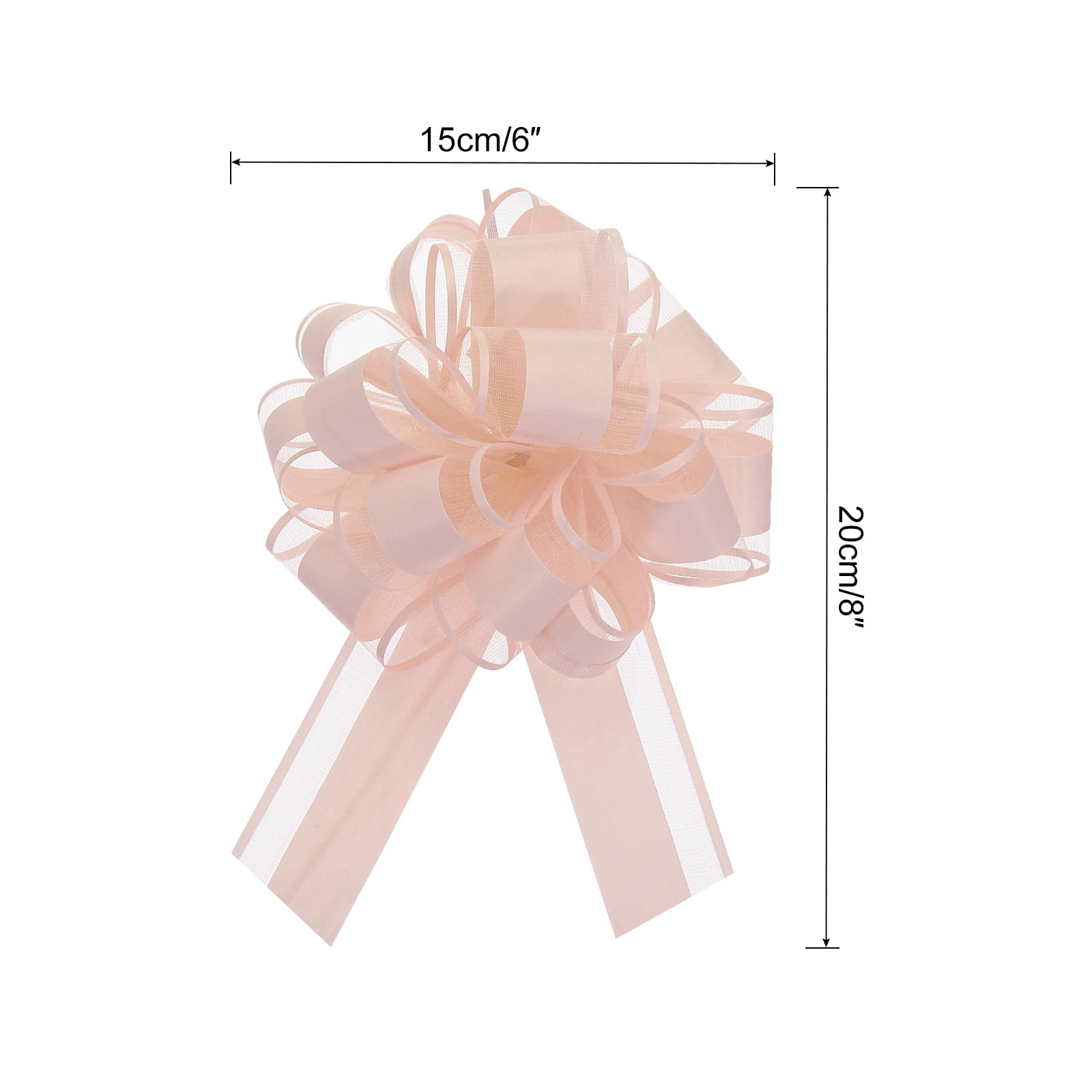 20pcs 6" Large Big Pull Bow Organza Gift Wrapping Bows Ribbon for Wedding Presents Christmas, Light Pink