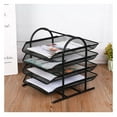 thumbnail image 2 of 4 Tier Office Filing Trays Black - Desk Organiser A4 Document Holder Stackable Metal Mesh Letter Tray for Home Office Supplies, 2 of 6