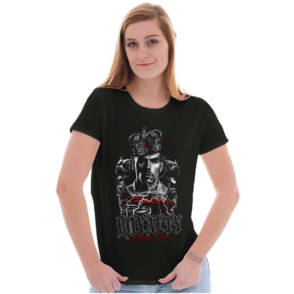 Urban Royalty Never Dies Pitbull King Womens Slim Fit Graphic Tee Brisco Brands S