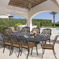 thumbnail image 7 of 9-Piece Patio Cast Aluminum Dining Set, Outdoor Dining Furniture Set for 8 Person, includes 84" Oval Table and 8 Cushioned Chairs with Umbrella Hole for Patio Deck Garden, Tan, 7 of 7