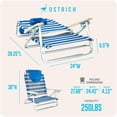 thumbnail image 6 of Ostrich 5 Position Wood Arm, Full Mesh Beach Chair, w/Pillow, Blue, 6 of 13