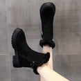 thumbnail image 6 of hopeusnice Women's Winter Boots Suede Buckle Ankle Booties Fuzzy Fleece Lined Warm Shoes Snow Boots Black 38, 6 of 9
