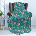 thumbnail image 4 of Floral Soft Flannel Fleece Throw Blanket, Pattern with Lotus Flowers Peonies and Chrysanthemums Oriental Motifs Garden Art, Cozy Plush for Indoor and Outdoor Use, 60" x 80", Multicolor, by Ambesonne, 4 of 5