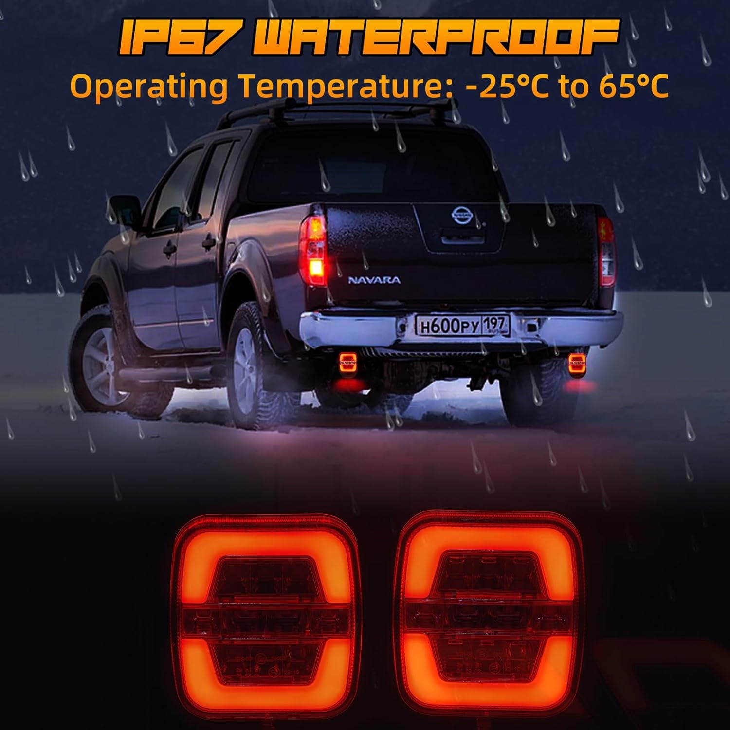 Wireless Trailer Lights-Magnetic Trailer Lights Adjustable Tow Light with Suction Cup, Rechargeable Towing Tail Light Kit Brake,Turn&Reverse Light Portable LED Towing Lights for Trucks,Boat,RV,Camper