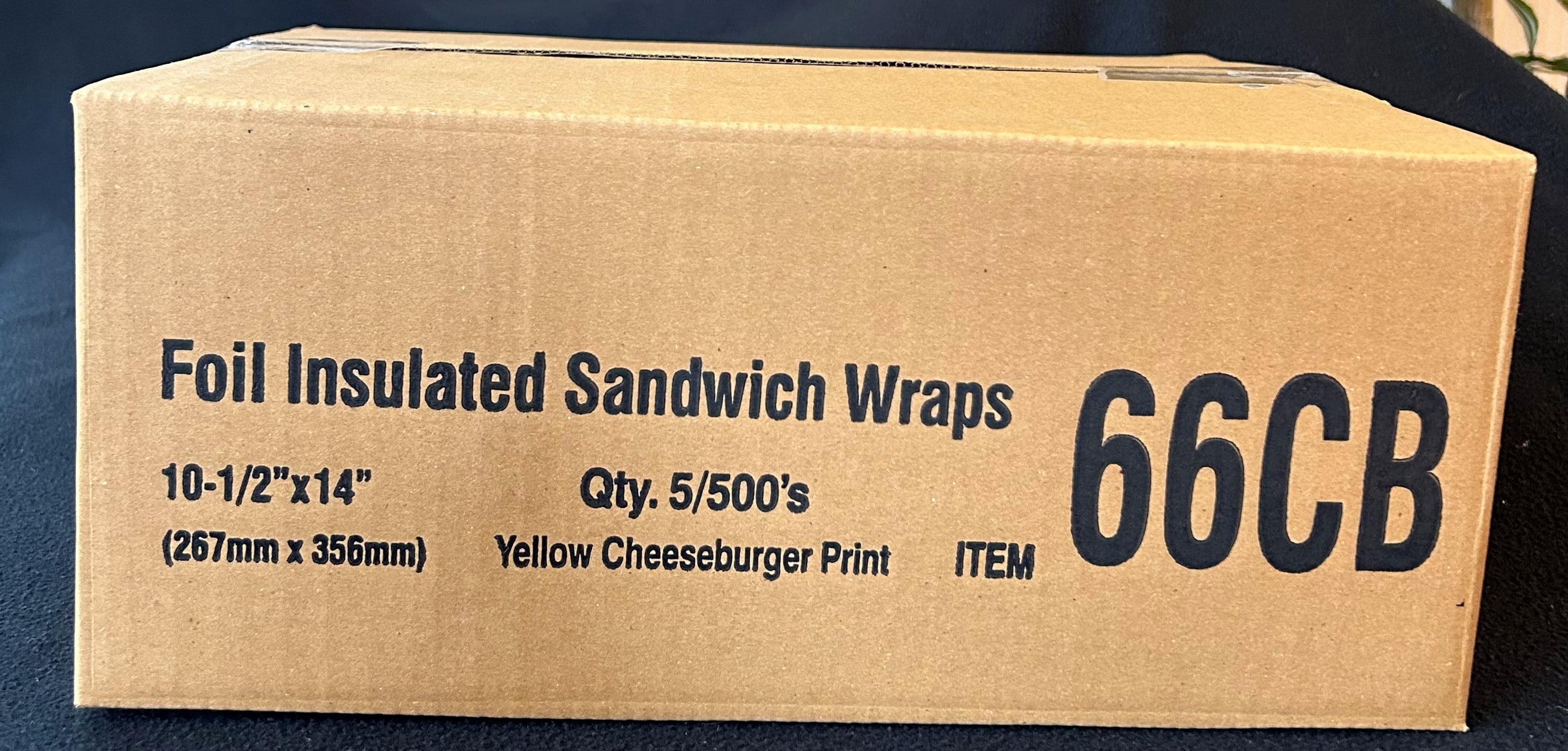 Cushion Foil Sandwich Wrap, 10.5" x 14" Sheets, Cheeseburger Print Yellow, 2500 Count