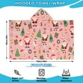 thumbnail image 2 of Pink Christmas Santa Pattern Hooded Bath Towel，60"x35" for Ages 3 To 12 Kids, Quick Dry Lightweight Soft Microfiber Hood Beach Towel Cover Up for Kids, 2 of 7