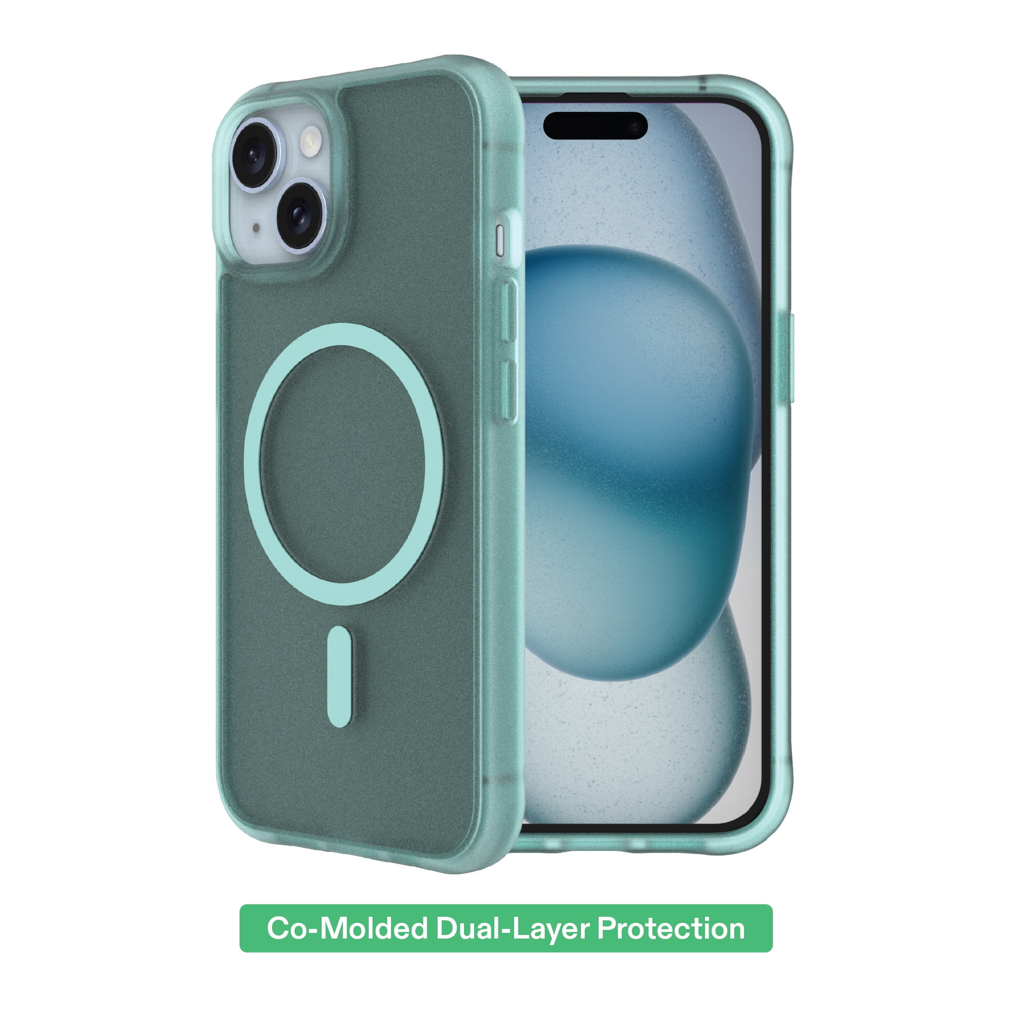 onn MagSafe Compatible Phone Case for iPhone 17e / iPhone 16e / iPhone 15 / iPhone 14 / iPhone 13 - Frosted Teal