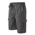 thumbnail image 5 of Mens Cargo Shorts Size 36 Stretch Waist Waist Drawstring Twill Streetwear Trousers Loose&nbsp;fit with Pockets,Grey,XL, 5 of 5
