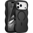 thumbnail image 1 of Funda magnética para iPhone 17 Pro Max, compatible con MagSafe, diseño de marco ondulado transparente 2025, funda protectora de borde suave, bonita, transparente, mate, a prueba de golpes, 1 of 6